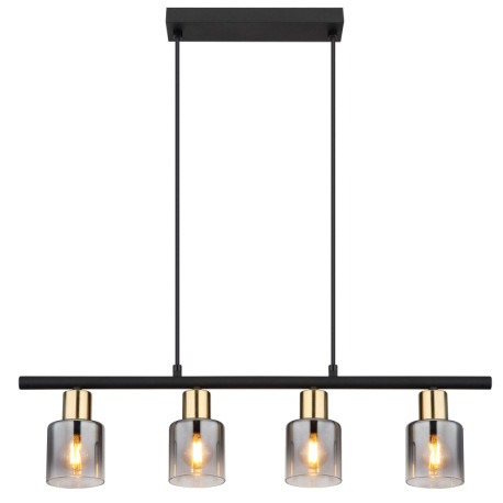 Závesné svietidlo, kov čierny, kov zlatý matný, sklo dymové, priehľadné, kábel PVC čierny, možnosť s 14