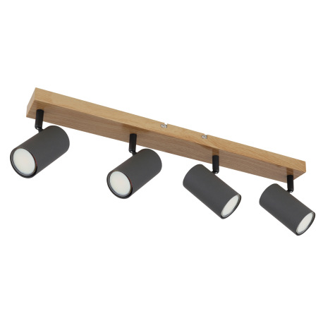 Stropné svietidlo, kov grafit/čierny/vzhľad dreva, DxŠxV:560x60x120mm, bez žiaroviek 4x GU10, max. 3 12