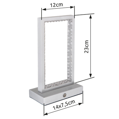 Nabíjateľná stolová lampa, hliník, akryl, čierny PVC kábel, dotykové zapnutie/vypnutie, plynulý doty 13
