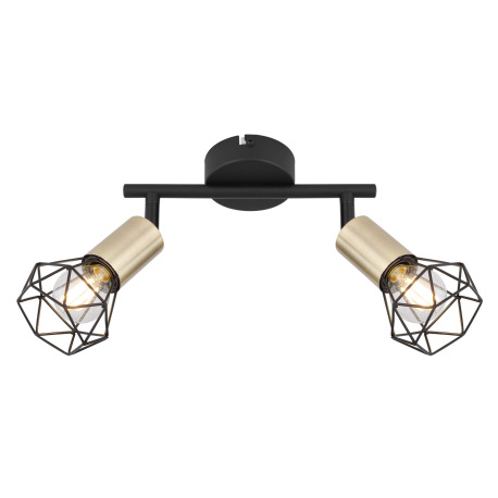 Nástenné svietidlo, kov čierny, starožitná mosadz, DxŠxV: 220x80x200, bez žiaroviek 2xE14, max. 40W 4