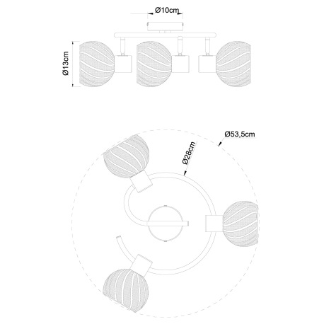 Stropné svietidlo, nikel, sklo priehľadné biele, Ø 280, V: 192, bez žiaroviek 3xE27, max. 40W 230V 17