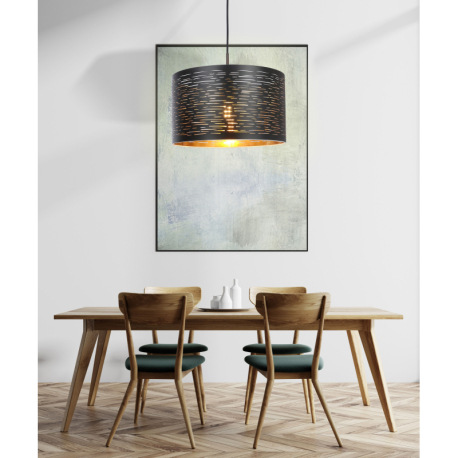 Závesné svietidlo, kov čierny, plast čierny a zlatý, Ø380, V:1200, bez žiarovky 1xE27, max. 40W 230V 6