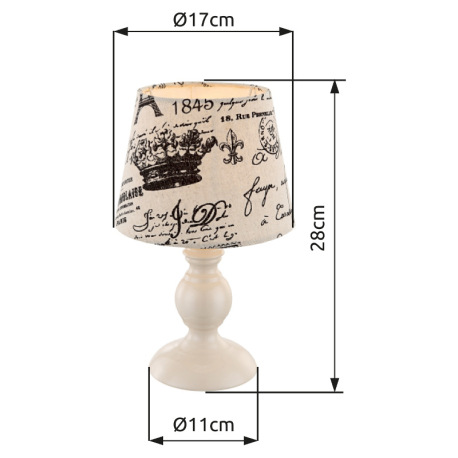 Stolová lampa, plast a kov pieskový, textil pieskový, vypínač, Ø 170, V: 280, bez žiarovky 1xE14, ma 2