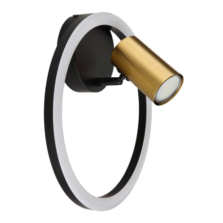 Nástenné svietidlo kov čierny matný, kov mosadz matná, plast biely, ø: 300mm, V: 150mm, vrátane LED 2