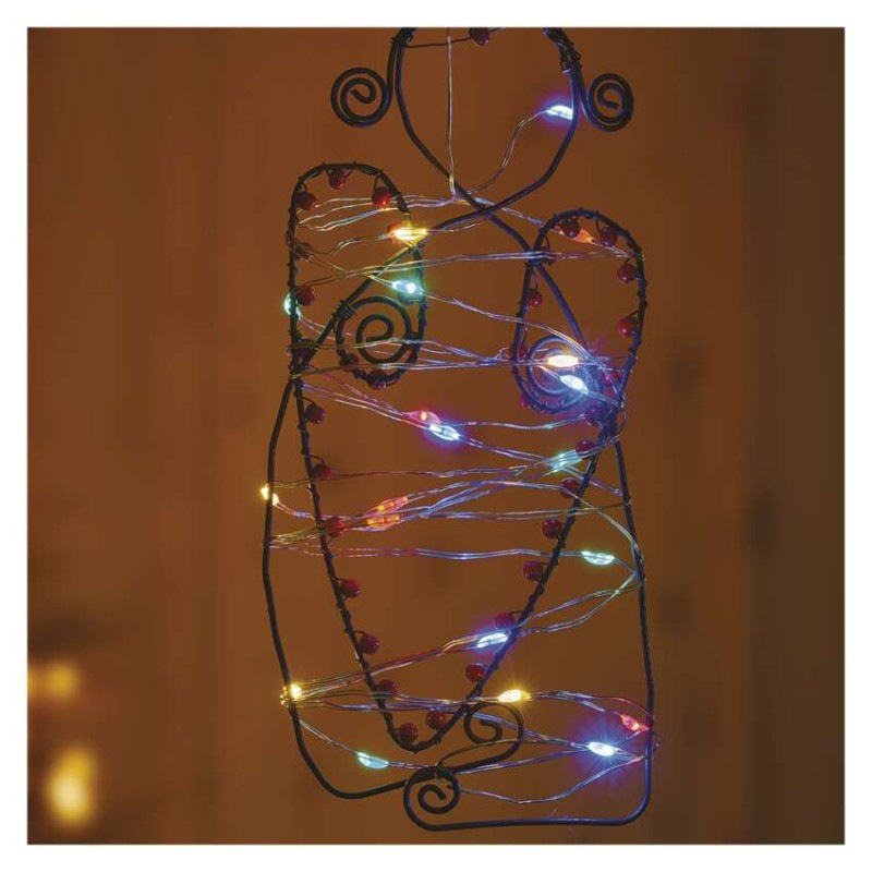 LED vianočná nano reťaz, 1,9 m, 2x AA, vnútorná, multicolor, časovač 3