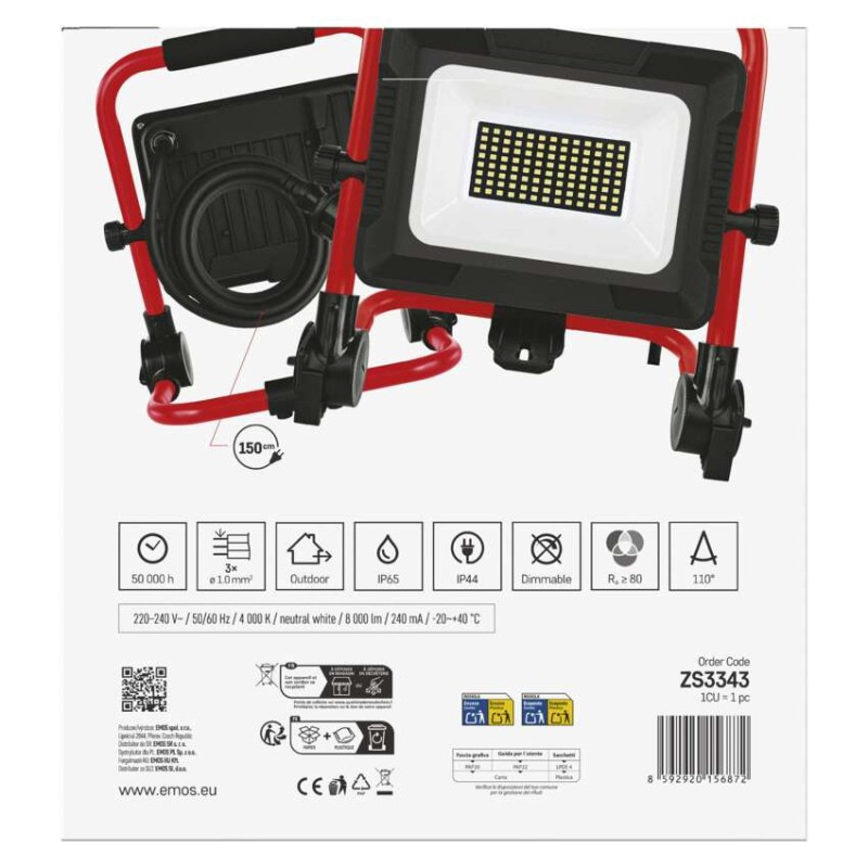 LED reflektor ELION 50W, červeno-čierny, IP65, 8000 lm, neutrálna biela 14