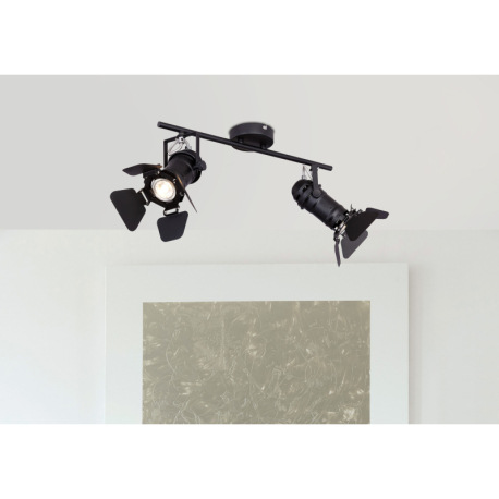 Nástenné svietidlo kov čierny matný, filmový reflektor, pohyblivé klapky, DxŠxV: 540x160x265mm, bez 7
