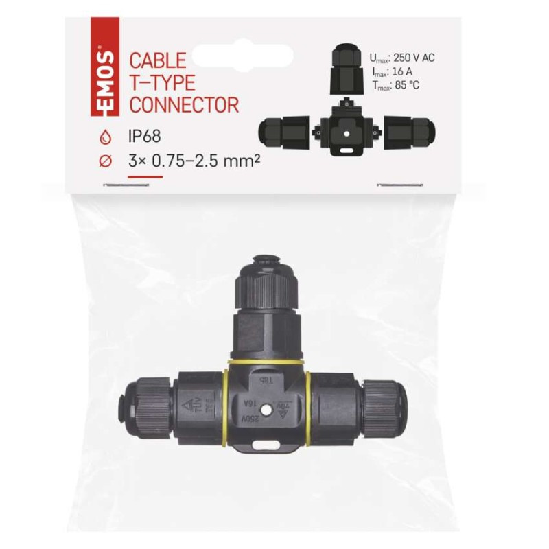 Plastová káblová T spojka IP68 3