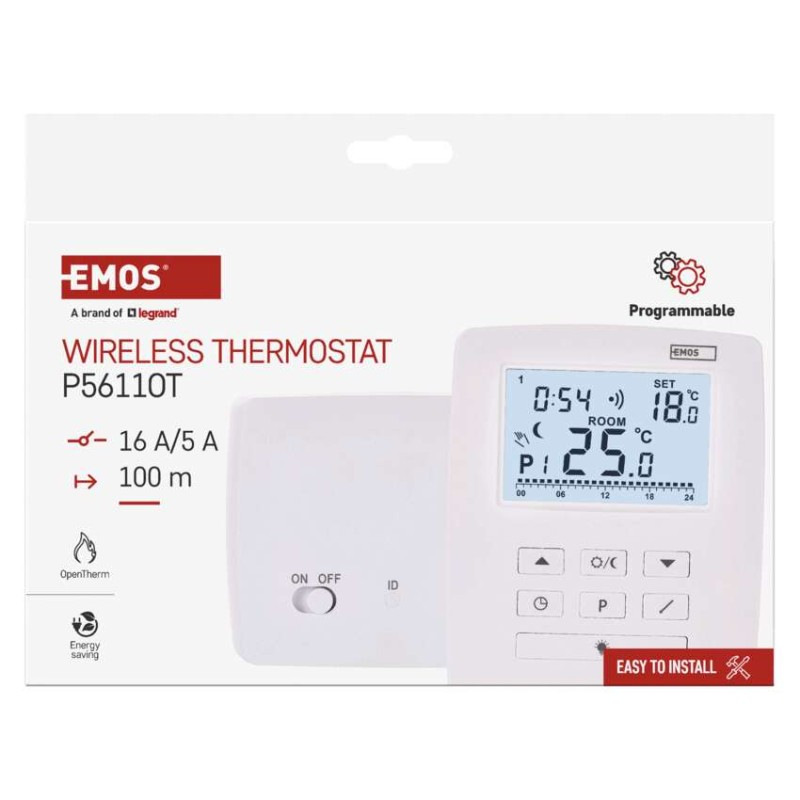 Izbový programovateľný bezdrôtový OpenTherm termostat P5611OT 8