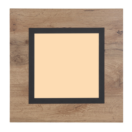 Stropné svietidlo kov čierny matný, MDF imitácia dreva, plast biely, DxŠxV: 300x300x45mm, LED 12W 23 4