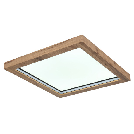 Stropné svietidlo, kov čierny matný, MDF so vzhľadom dreva, plast opál, stmievateľné, niekoľko úrovn 6