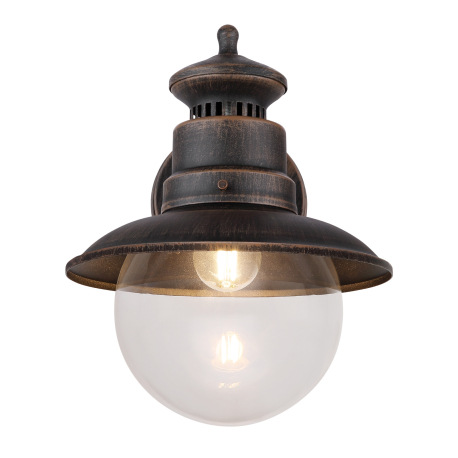 Vonkajšie svietidlo, oceľ, farba imitujúca hrdzu, sklo priehľadné, smerom dole, IP44, ŠxV:215x270, H 11