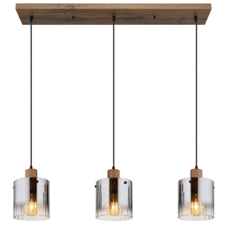 Závesné svietidlo, MDF, vzhľad tmavého dreva, dymové sklo, číry gradient, čierny PVC kábel, možnosť 3