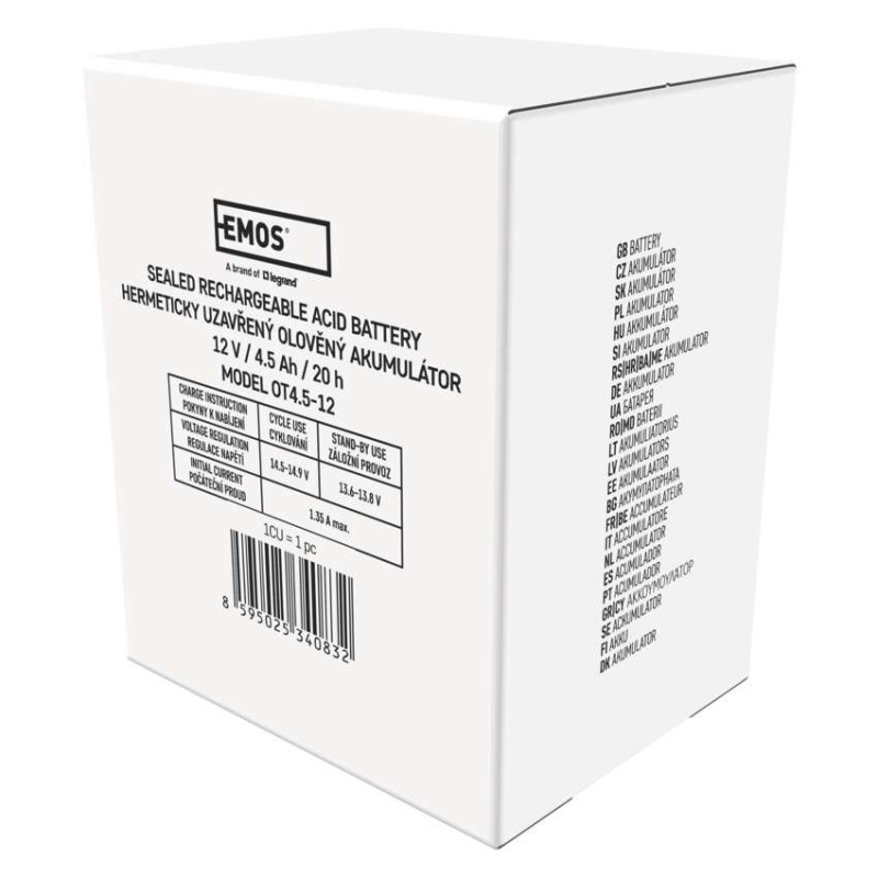 Bezúdržbový olovený akumulátor 12 V/4,5 Ah, faston 4,7 mm 7