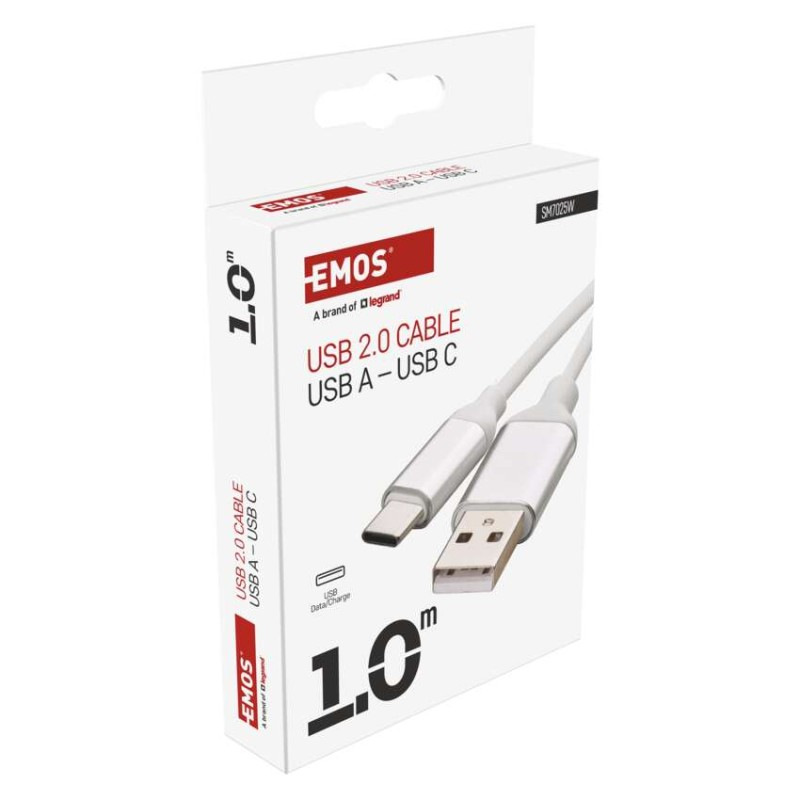 Nabíjací a dátový kábel USB-A 2.0 / USB-C 2.0, 1 m, biely 4