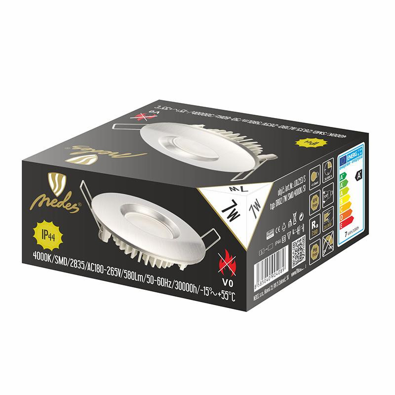 LED podhľadové svietidlo 7W / IP44 / DR02 / SMD / 4000K / SI - LDL253/S 2