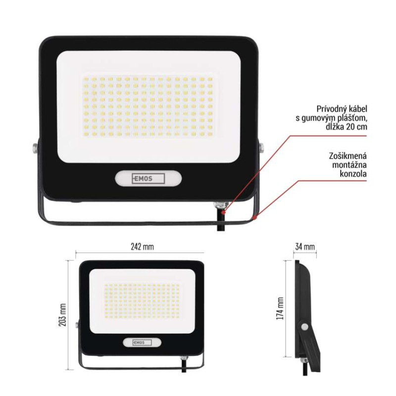 LED reflektor GLARO 100W, čierny, IP65, 10000 lm, neutrálna biela 9