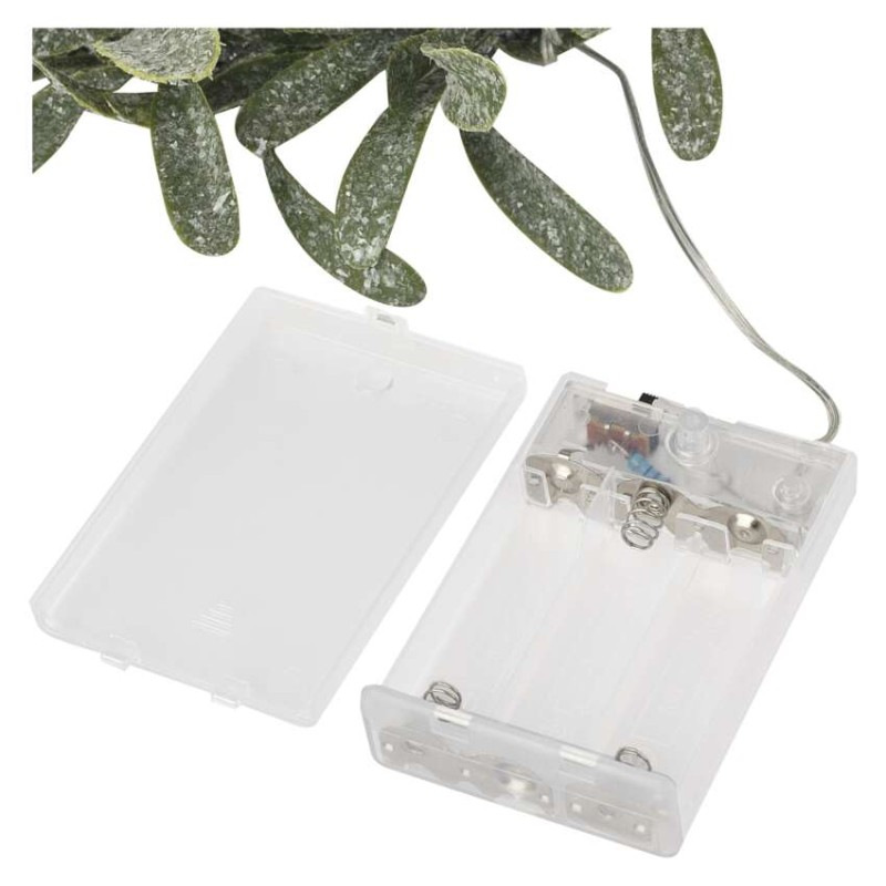 LED vianočná girlanda - jmelí, 1,5 m, 3x AA, vnútorné, teplá biela, časovač 7