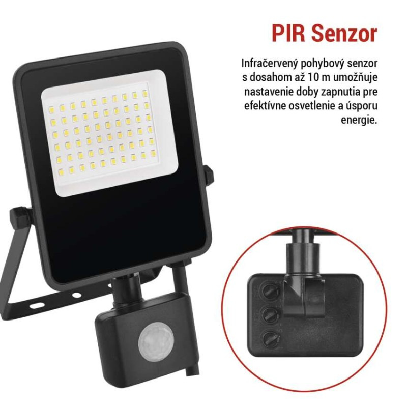 LED reflektor VISIO s pohybovým čidlom, 30 W, neutrálna biela, čierný 8