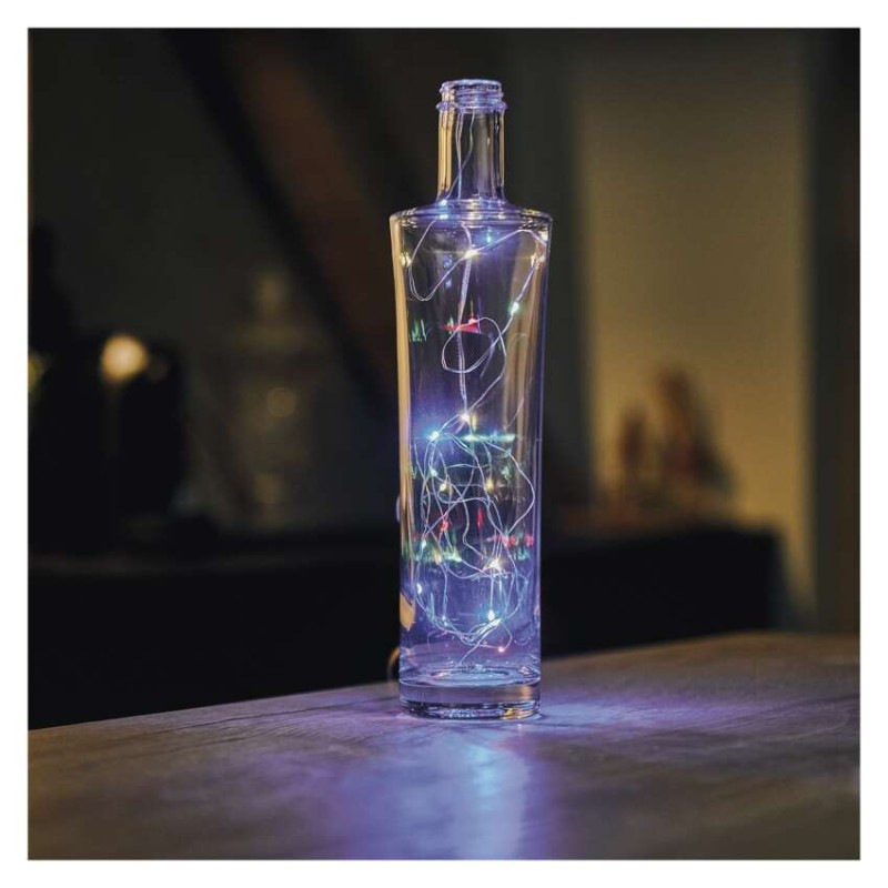 LED vianočná nano reťaz, 1,9 m, 2x AA, vnútorná, multicolor, časovač 5