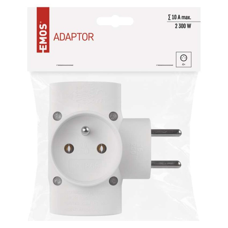 Rozbočovacia zásuvka 4× guľatá, biela 3