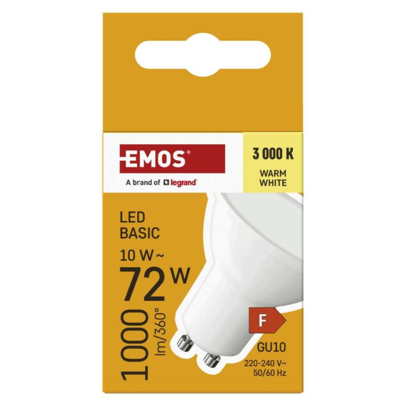 LED žiarovka Basic MR16 biela/ GU10 / 10 W (72 W) / 1000 lm / Teplá biela 5