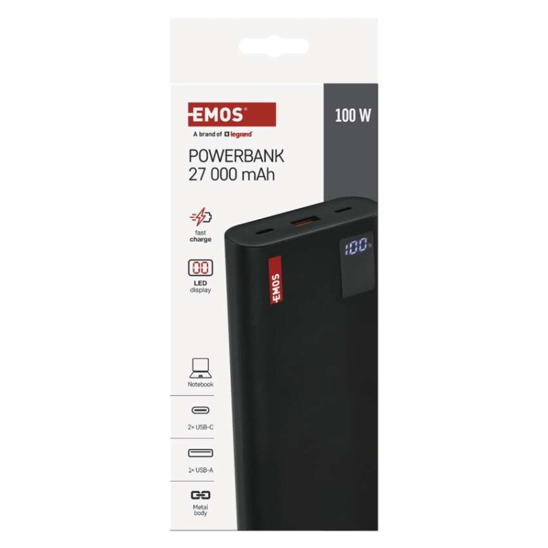 Power bank EMOS NTBF30, 27 000 mAh, 100 W PD, čierny 11