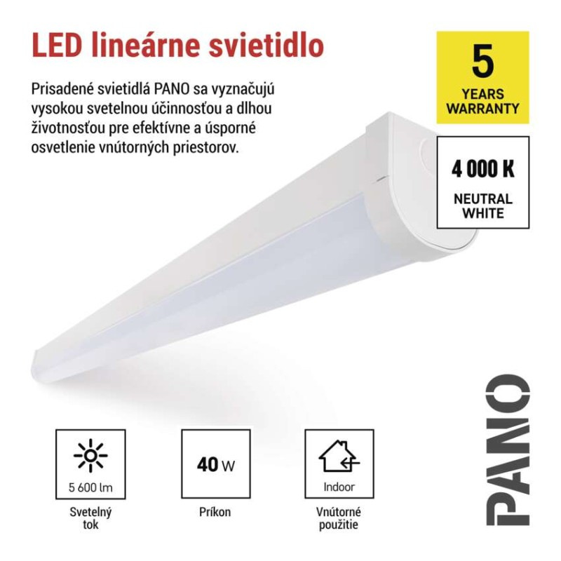 LED lineárne svietidlo PANO 40W, neutrálna biela 1