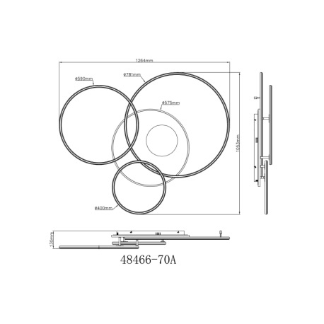 Stropné svietidlo, hliník matný strieborný, plast biely, akryl, zrkadlový 3D efekt, stmievateľné, ni 11