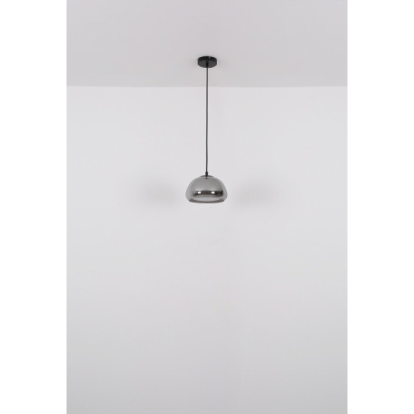 Závesné svietidlo, kov čierny matný, sklo dymové/biele, textilný kábel čierny, možnosť skrátenia výš 13