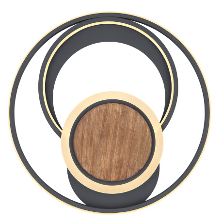 Stropné svietidlo, kov grafit, tmavohnedé drevo, akryl biely, Ø495, V:80, vrátane 1xLED 45W 230V, 49 3