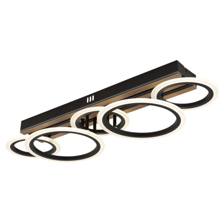 Stropné svietidlo, kov čierny matný, MDF s tmavým dreveným efektom, plast biely, niekoľko úrovní pom