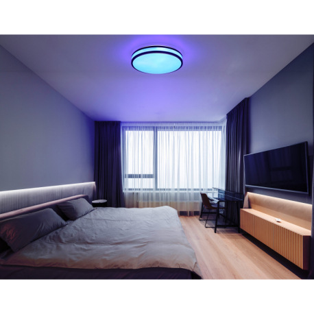 Stropné svietidlo, kov biely, plast vo farbe kávy, plast biely, stmievateľné, fixácia farieb, zmena 1