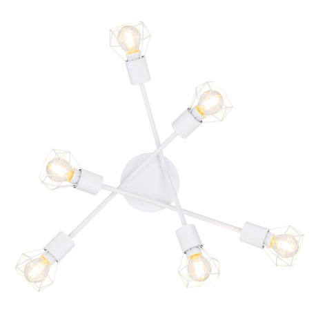 Stropné svietidlo, biely kov, Ø630, V: 180, bez žiaroviek 6xE14, max. 40W 230V 4