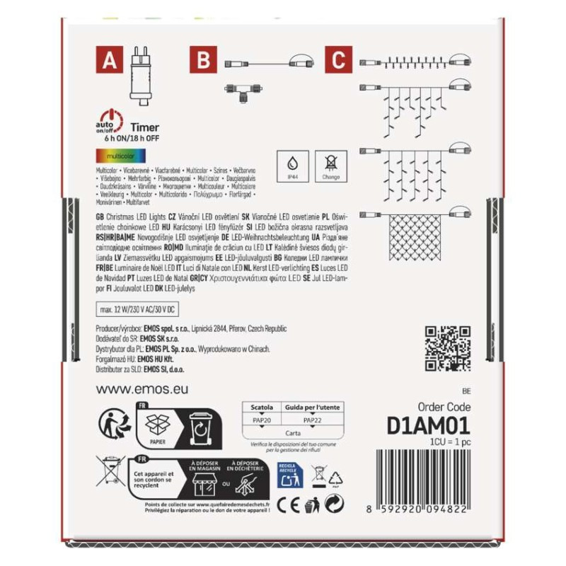 Základná sada pre spojovacie reťaze Standard, 10 m, vonkajšia, multicolor, časovač 12