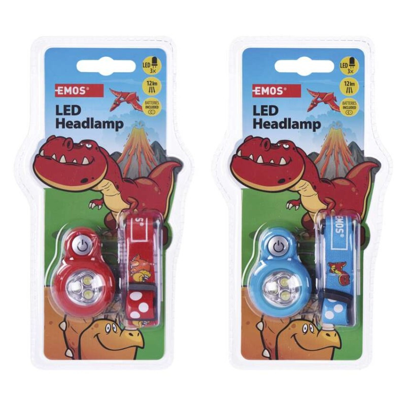 Detská LED čelovka Dino, 2× CR2032, 8 ks, display box 7