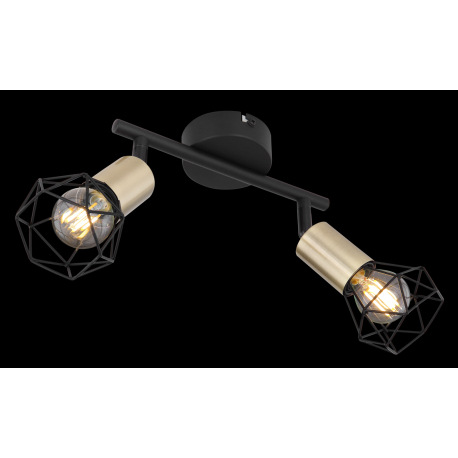 Nástenné svietidlo, kov čierny, starožitná mosadz, DxŠxV: 220x80x200, bez žiaroviek 2xE14, max. 40W 11