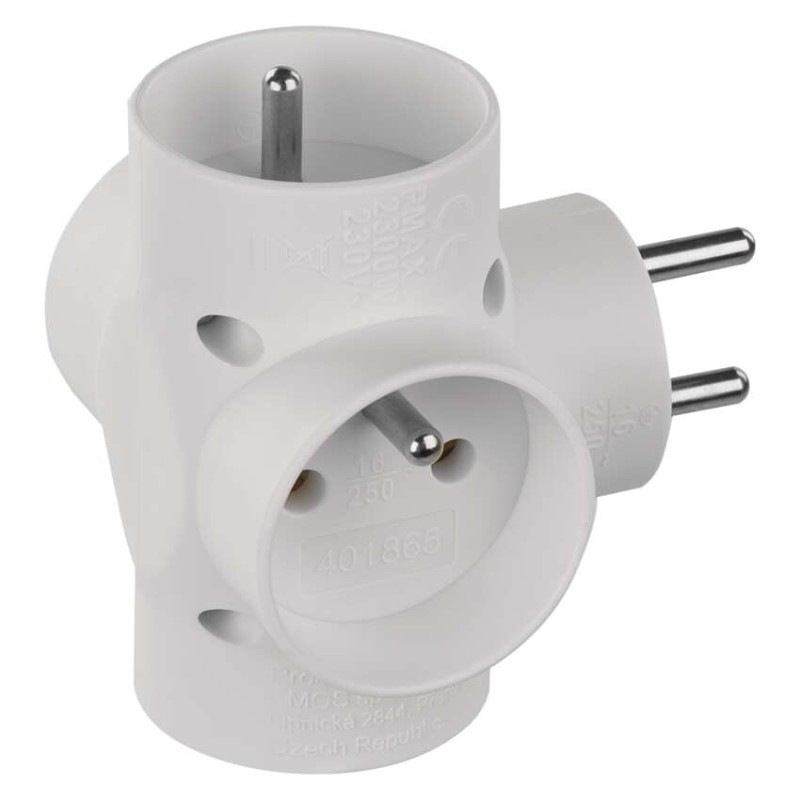 Rozbočovacia zásuvka 4× guľatá, biela 5