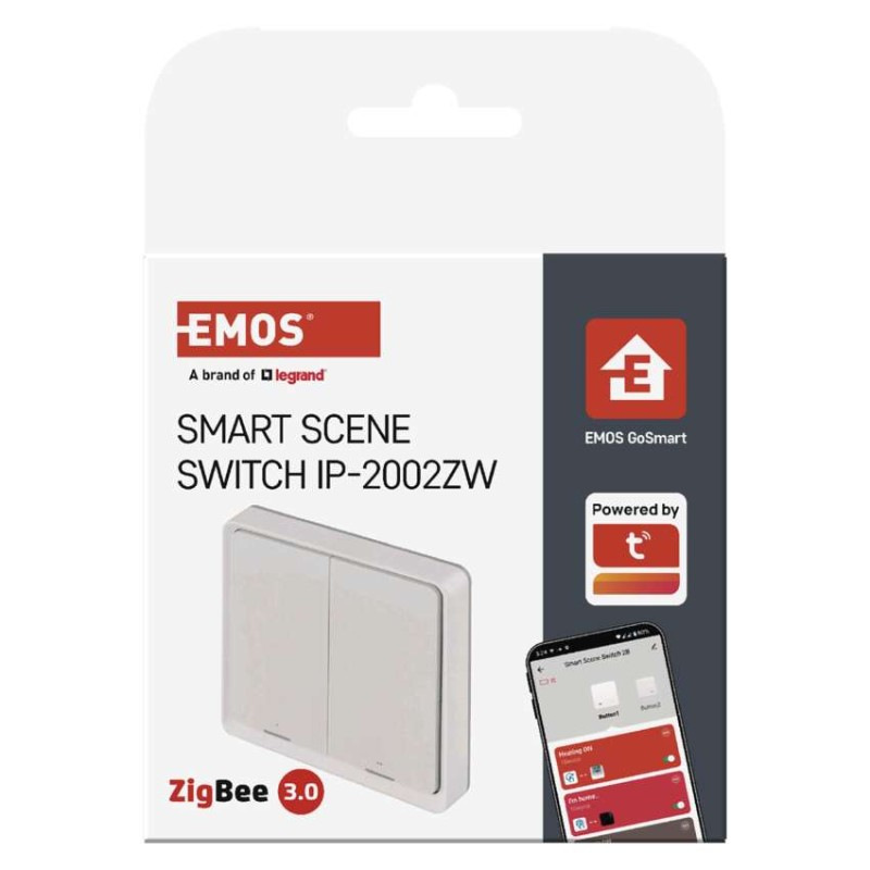 GoSmart Prenosný ovládač scén IP-2002ZW, ZigBee 3.0, 2-tlačidlový 9