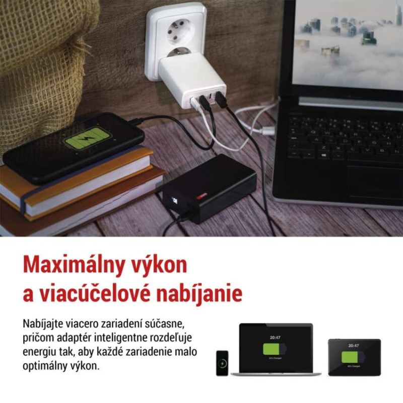 Univerzálny USB adaptér GaN do siete PD 120 W max. 2