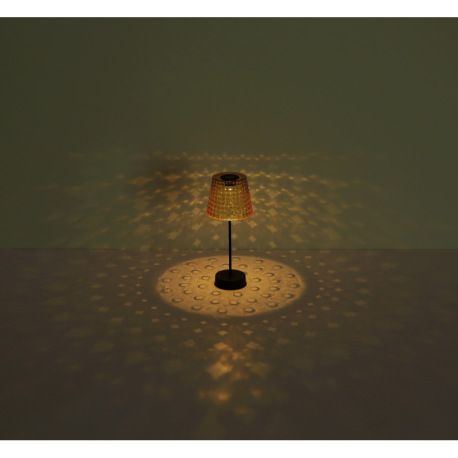 Solárne svietidlo, plast čierny, plast jantárový, vypínač, vrátane batérií 40mAh 1.2V, IP44, tienidl 4