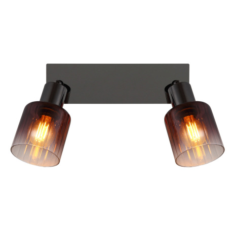 Nástenné svietidlo, kov čierny chróm, sklo medenej farby a priehľadné, DxŠxV: 250x80x180mm, bez žiar 16