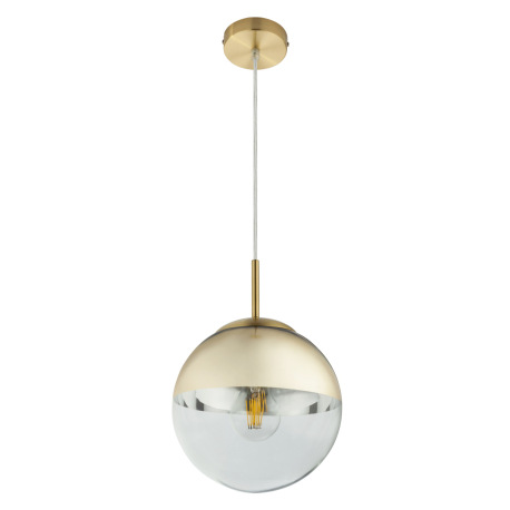 Závesné svietidlo, kov zlatý, sklo priehľadné zlaté, Ø200, V:1200, bez žiarovky 1xE27, max. 40W 230V 3