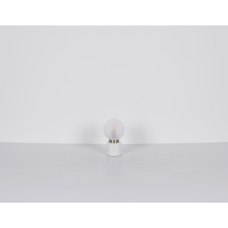 Stolová lampa, kov biely matný, nikel, sklo biele, satinované, kolískový vypínač na kábli, ø:150mm, 12