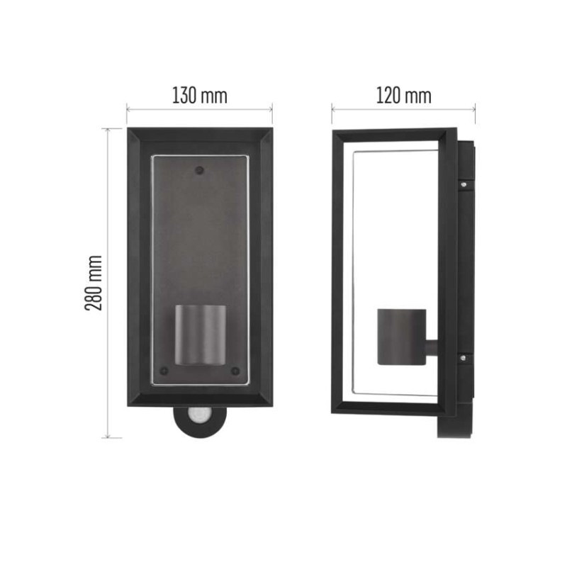 Záhradné nástenné svietidlo MALVA, senzor súmraku, 13 x 12 x 28 cm, 1 x E27, 15 W 6