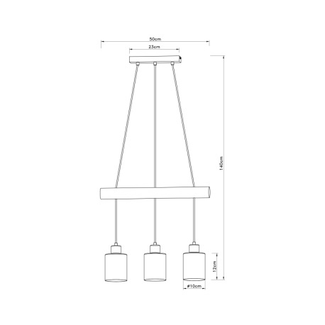 Závesné svietidlo, kov čierny, drevo prírodná farba, sklo dymová farba, kábel na omotanie, DxŠxV: 50 7