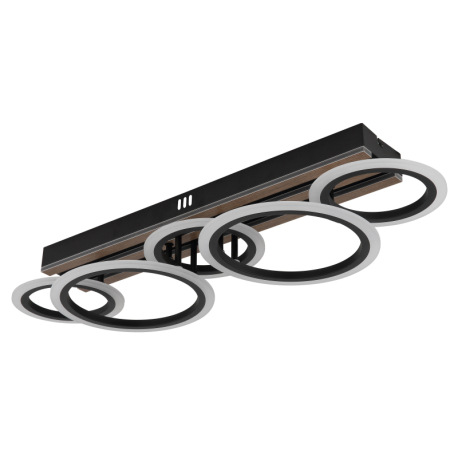 Stropné svietidlo, kov čierny matný, MDF s tmavým dreveným efektom, plast biely, niekoľko úrovní pom 12