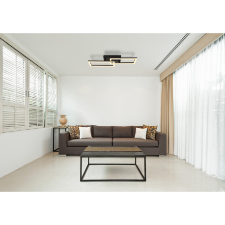 Stropné svietidlo, kov čierny matný, plast čierny matný, plast biely, polohovateľné, DxŠxV: 614x195x 1