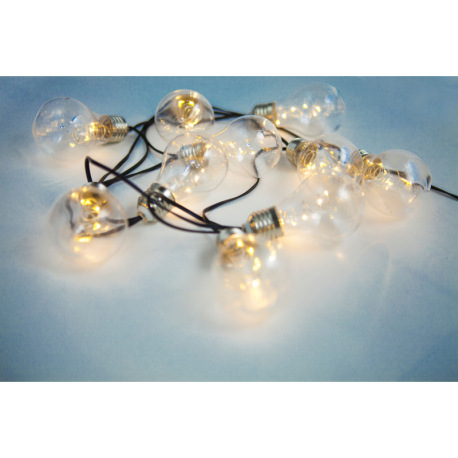 Solárne svietidlo, plast sivý, plast priehľadný, s 10 hruškami, 2 kroky bliká/permanentné, IP44, aku 6