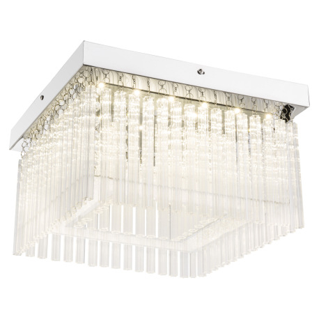 Stropné svietidlo, chróm, akryl, sklenené tyčinky číre, sklo číre, DxŠxV:360x360x215, vrátane 1xLED 13